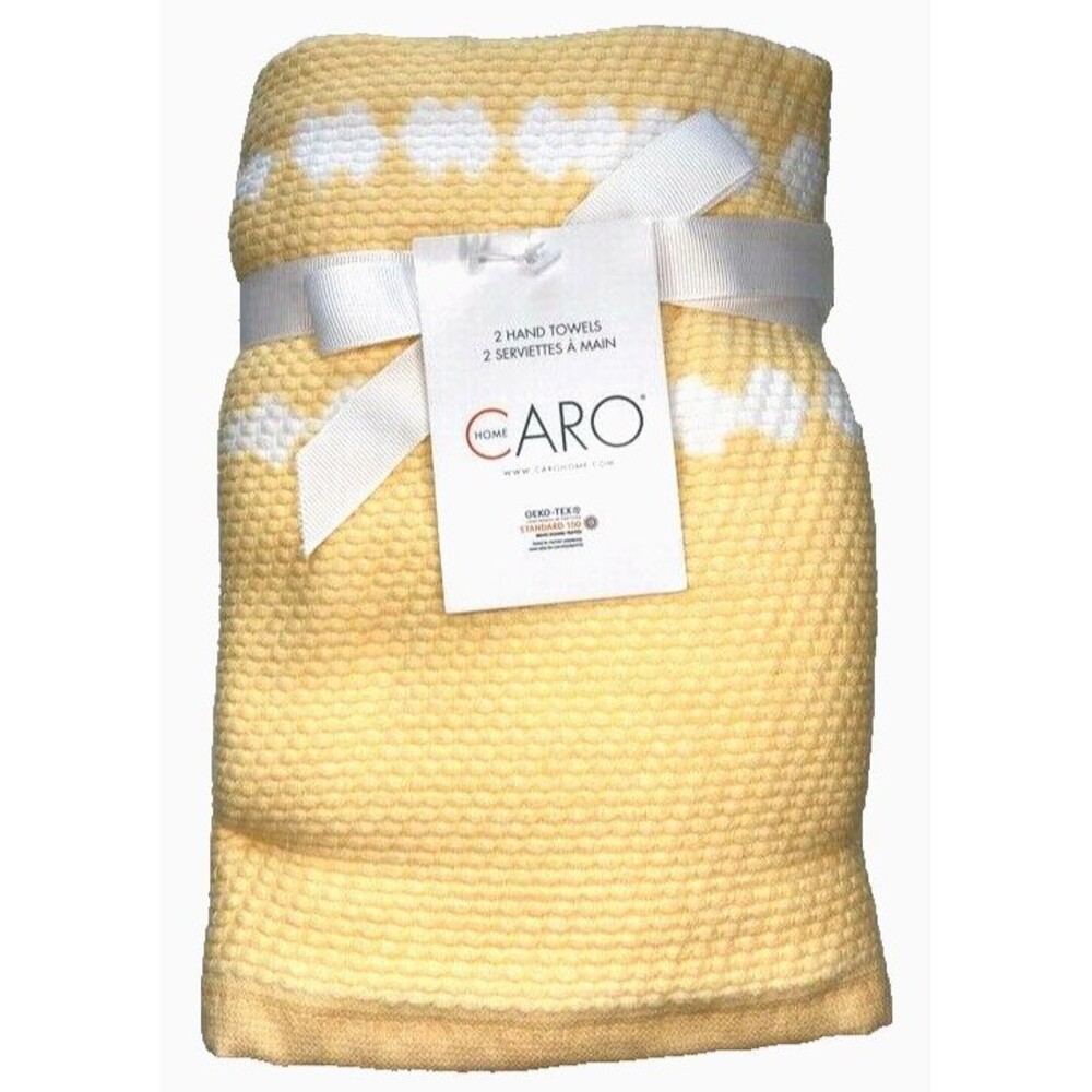 Caro Home Hand Towels Bathroom Guest Bath Spring Summer Yellow Easter Set of 2